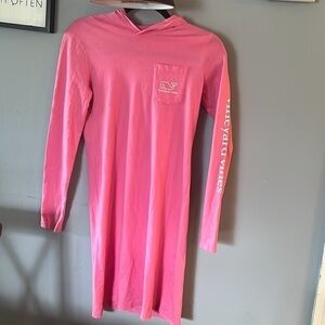 Vineyard Vines Pink Whale Hoodie Tee Dress Size 14